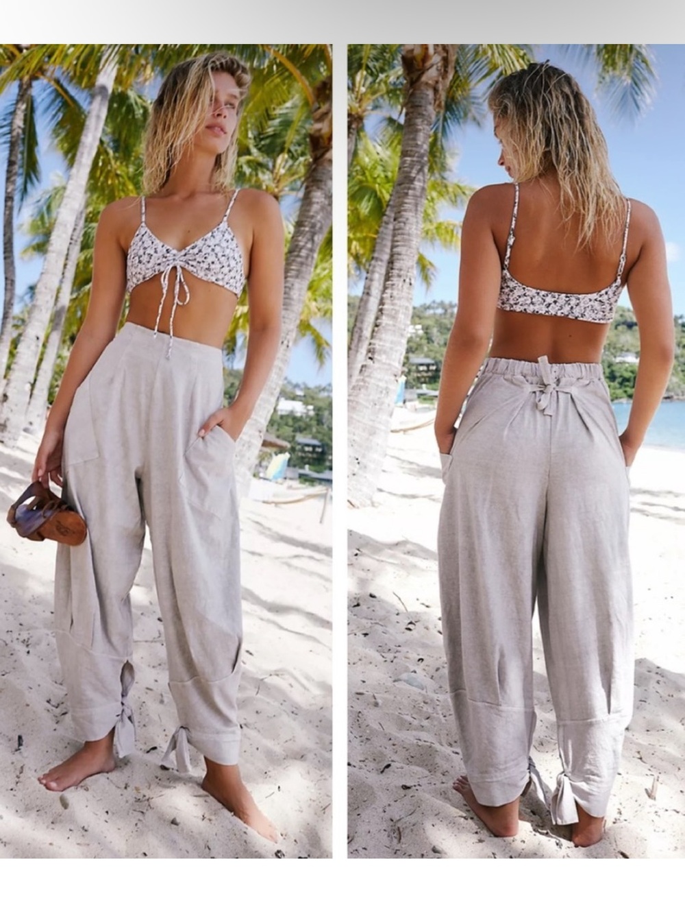 Free People Beach - Stunner Slouchy Pants - Size S - Stone